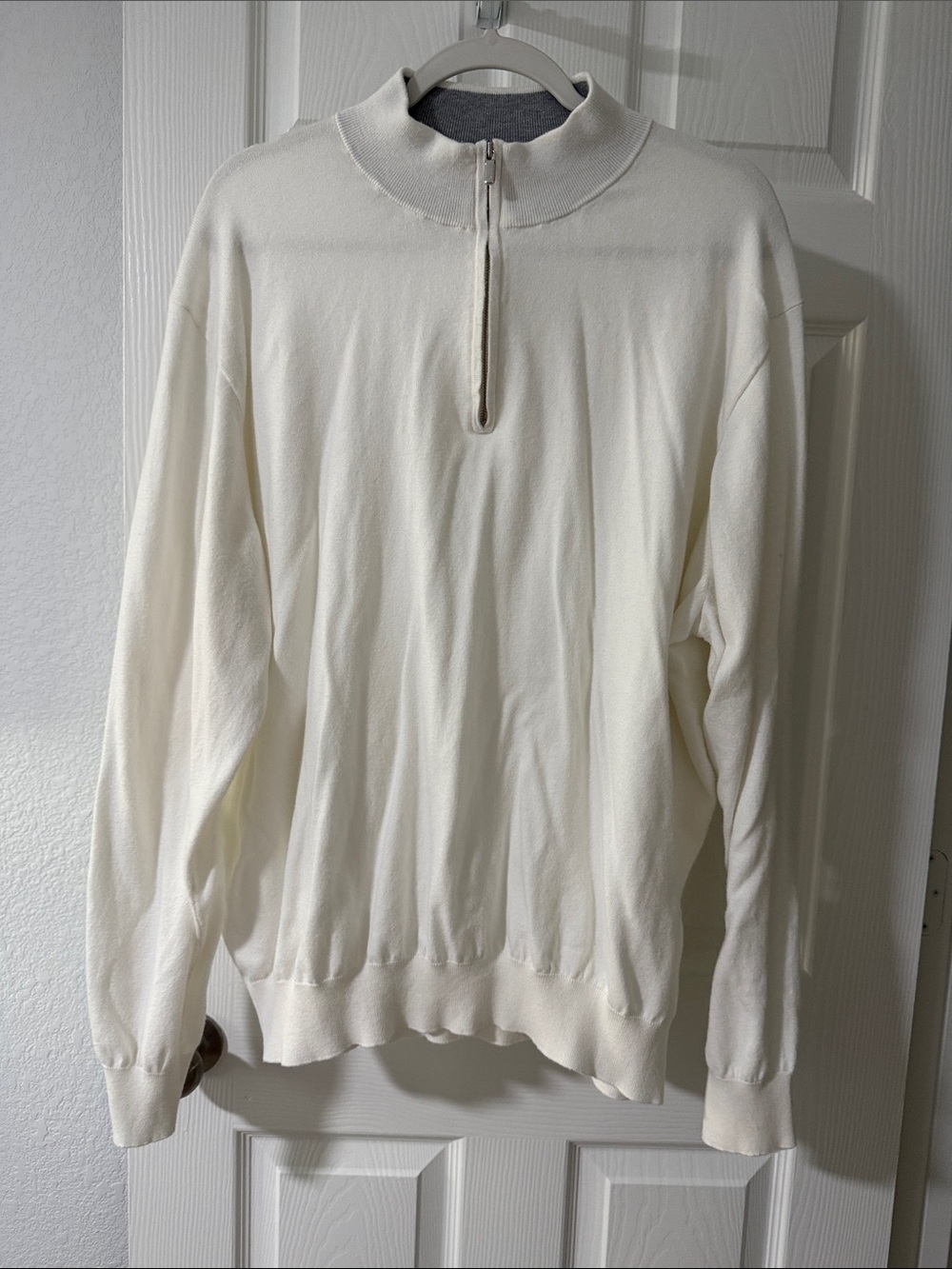 Peter Millar Cream Half-Zip Mock Neck Sweater